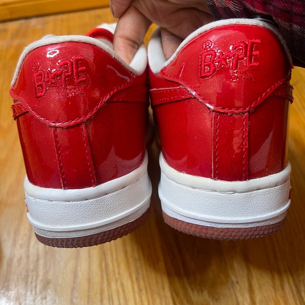 Bape Red & Yellow Glitter Bapestas 6.5 - Picture 8 of 10